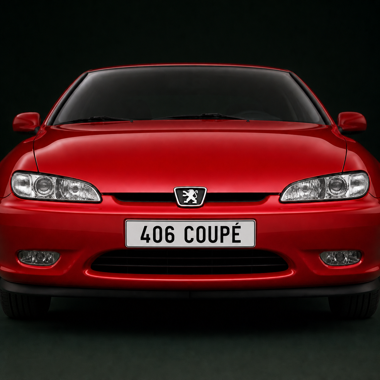 Face avant d’une Peugeot 406 Coupé rouge